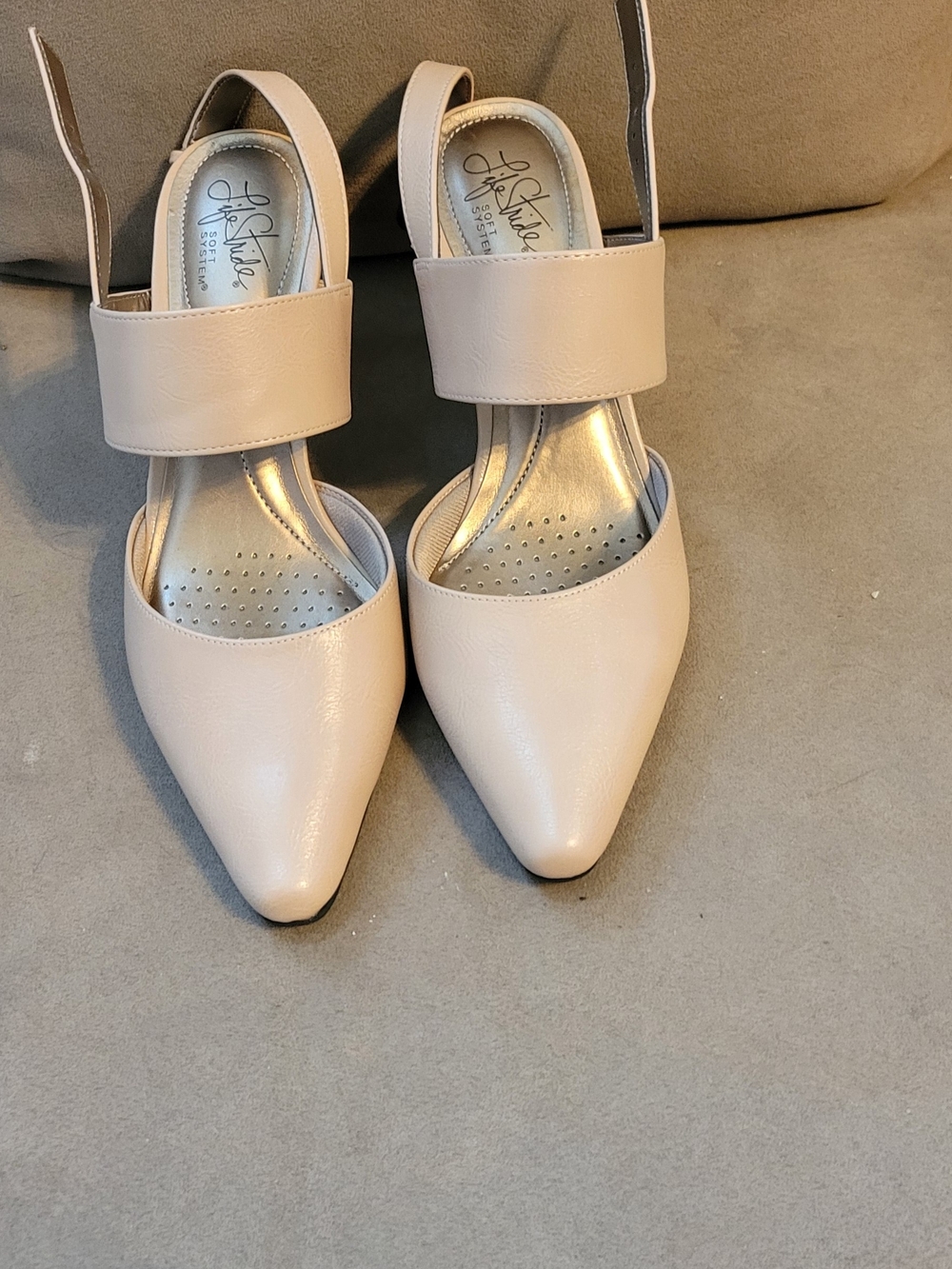 Life Stride Women's Nude Pointed-Toe Slingback Pumps